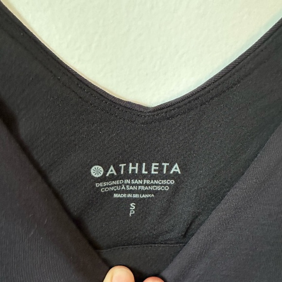 Athleta Black Deep V t-shirt with build in bra - Picture 3 of 6